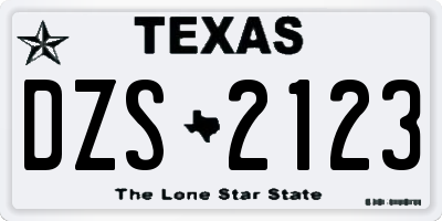 TX license plate DZS2123