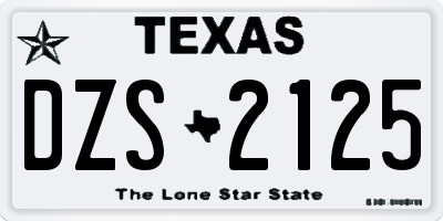 TX license plate DZS2125
