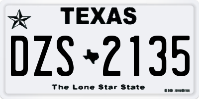 TX license plate DZS2135