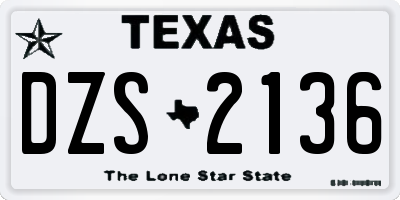 TX license plate DZS2136