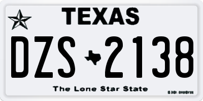 TX license plate DZS2138