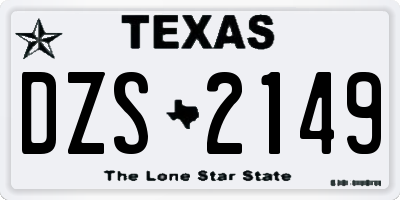 TX license plate DZS2149