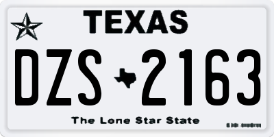 TX license plate DZS2163