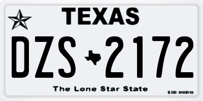 TX license plate DZS2172