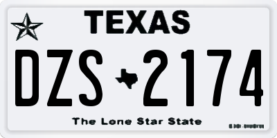 TX license plate DZS2174