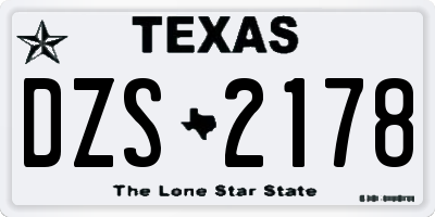 TX license plate DZS2178