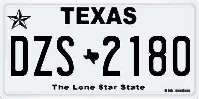 TX license plate DZS2180