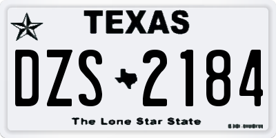TX license plate DZS2184