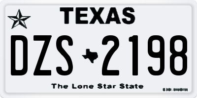 TX license plate DZS2198