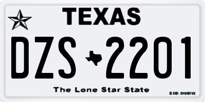 TX license plate DZS2201