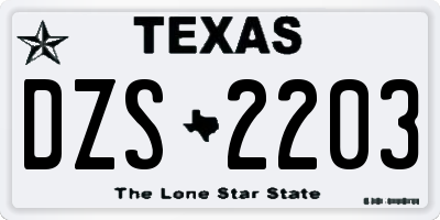 TX license plate DZS2203