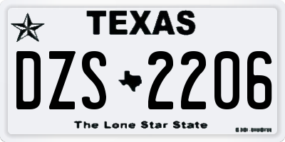 TX license plate DZS2206