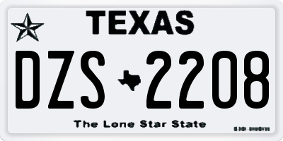 TX license plate DZS2208