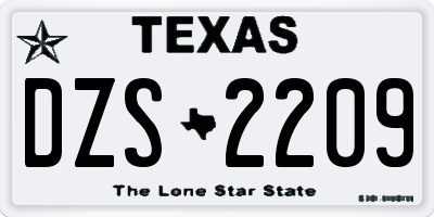 TX license plate DZS2209