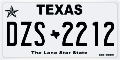 TX license plate DZS2212