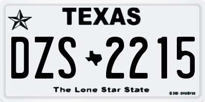 TX license plate DZS2215