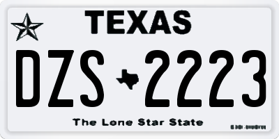 TX license plate DZS2223