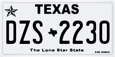 TX license plate DZS2230
