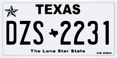 TX license plate DZS2231