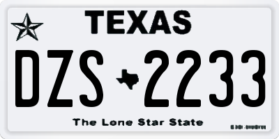 TX license plate DZS2233