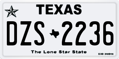 TX license plate DZS2236