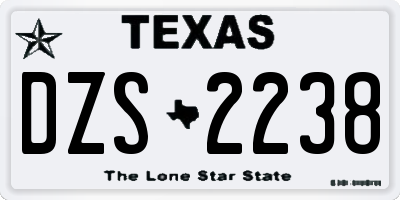TX license plate DZS2238
