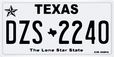 TX license plate DZS2240