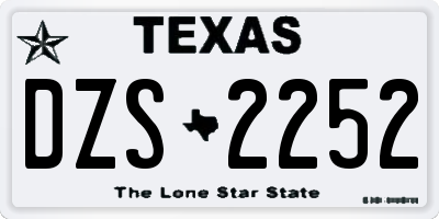 TX license plate DZS2252