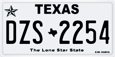 TX license plate DZS2254