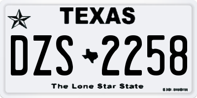 TX license plate DZS2258