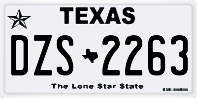 TX license plate DZS2263