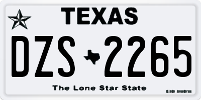 TX license plate DZS2265