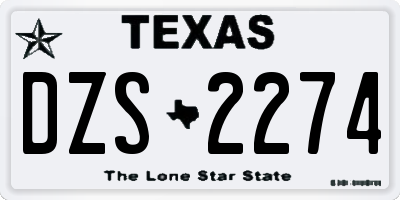 TX license plate DZS2274