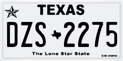 TX license plate DZS2275