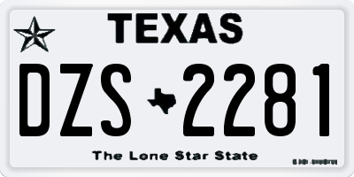 TX license plate DZS2281