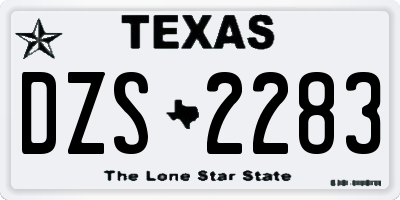 TX license plate DZS2283
