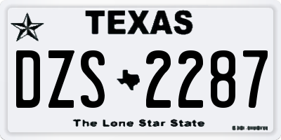TX license plate DZS2287