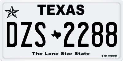 TX license plate DZS2288
