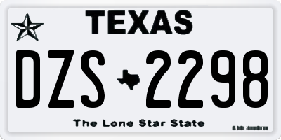 TX license plate DZS2298