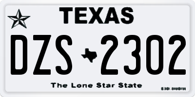 TX license plate DZS2302