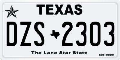 TX license plate DZS2303