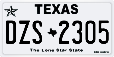TX license plate DZS2305