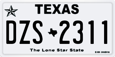 TX license plate DZS2311