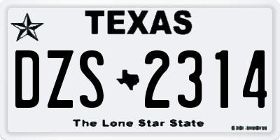 TX license plate DZS2314