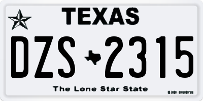 TX license plate DZS2315