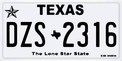 TX license plate DZS2316
