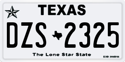 TX license plate DZS2325