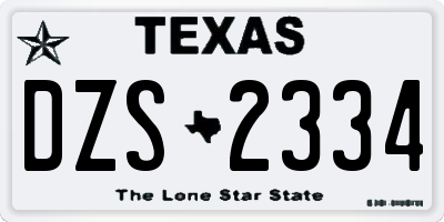 TX license plate DZS2334