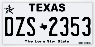 TX license plate DZS2353