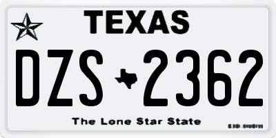TX license plate DZS2362